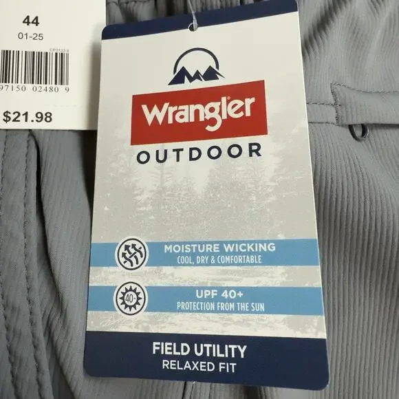 Wrangler Outdoor Field Utility Shorts Mens 44 Relaxed Fit Cargo Zip Pockets Gray - Picture 10 of 12